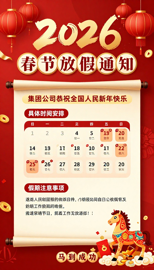 2026春节放假通知·喜庆中国风企业海报