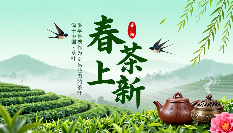 春茶上新：中国传统水墨意境下的雅致茶文化海报