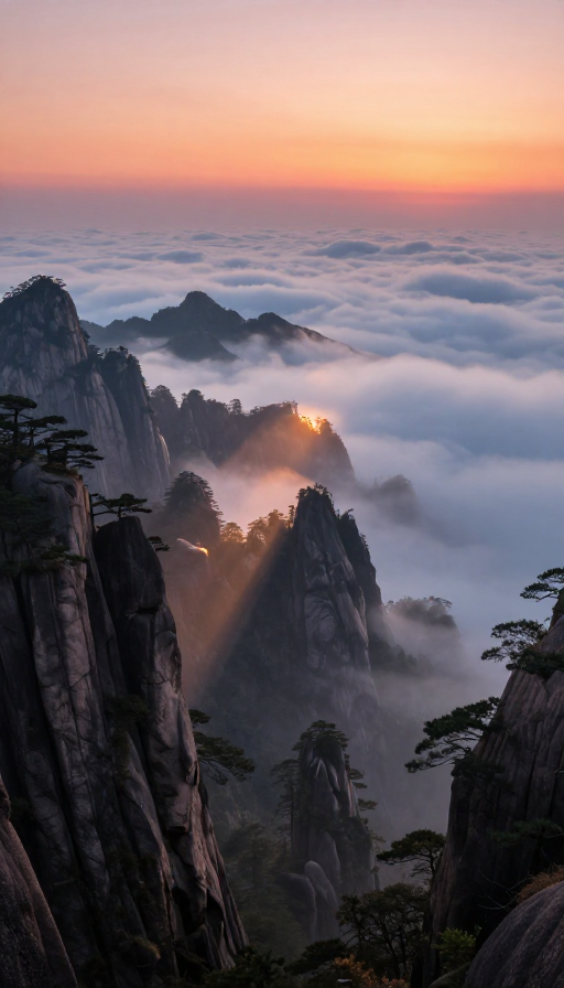 金辉漫涌：黄山日出云海奇景
