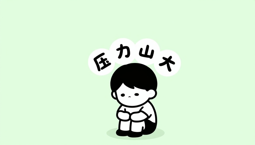 极简漫画：呆滞男孩头顶气泡'压力山大'背景留白