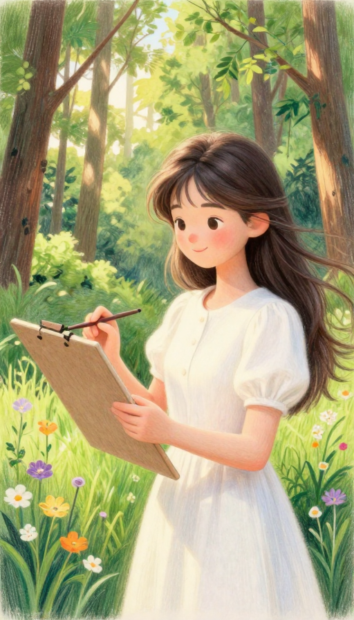 森间彩绘:少女绘梦的温柔瞬间