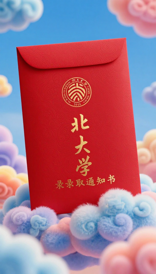 祥云红信送北大通知书，创意庆祝录取通知书