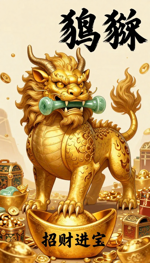 金身貔貅威严守护 招财进宝吉祥图