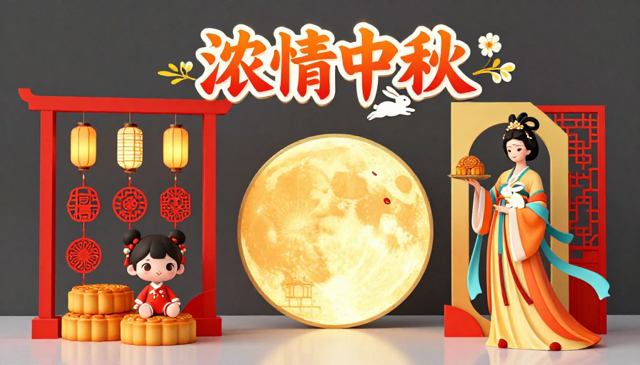 国潮中秋海报：浓情佳节与传统艺术融合