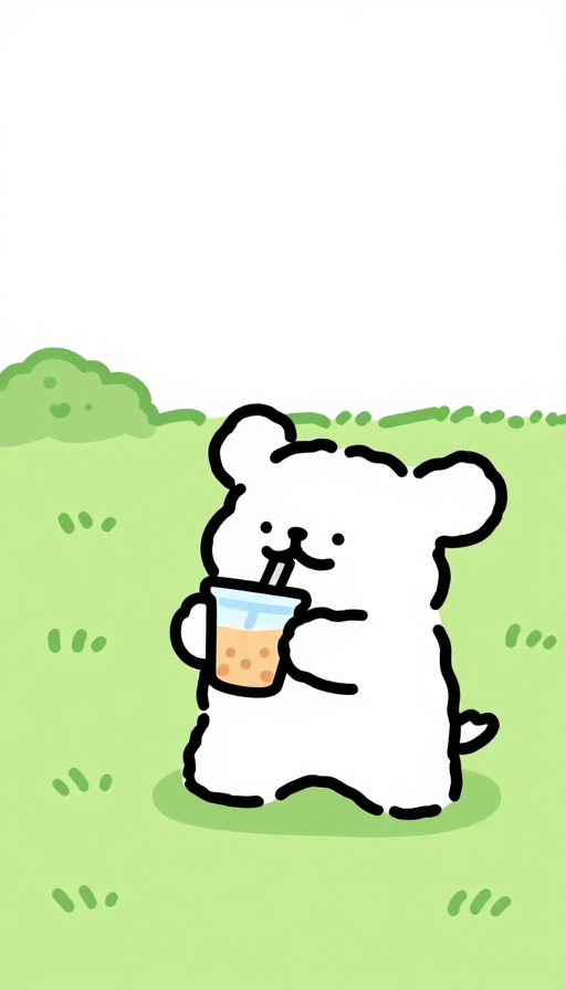 治愈系简笔画：小兔小熊草坪奶茶时光