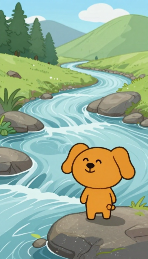 笨笨遇险:湍急河流前的恐惧时刻