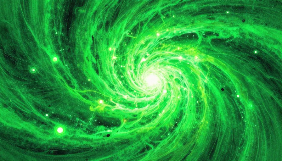 超现实宇宙大爆炸:荧光绿光影下的怪诞抽象艺术