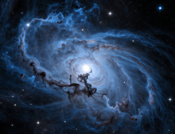 深邃宇宙蓝白星云与璀璨恒星群