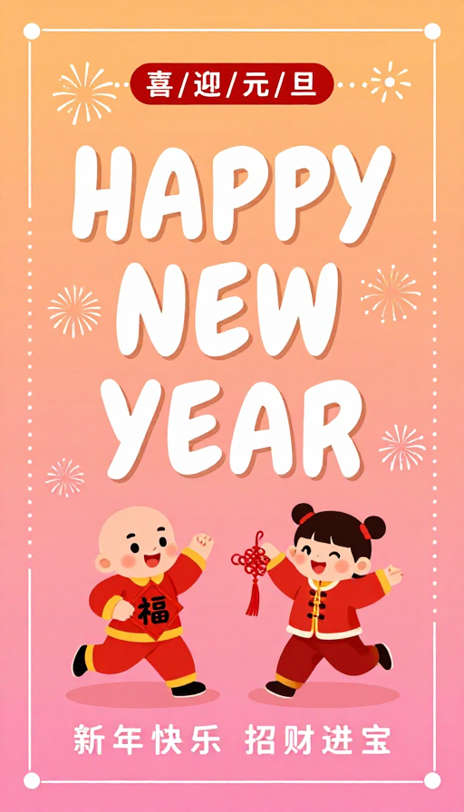 新春佳节插画：传统与现代融合的欢乐画面