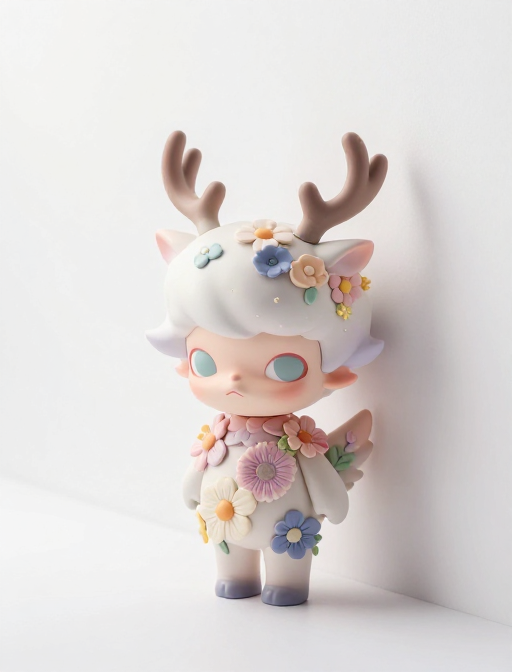 泡泡玛特梦幻鹿凤人偶:莫兰迪调光影杰作
