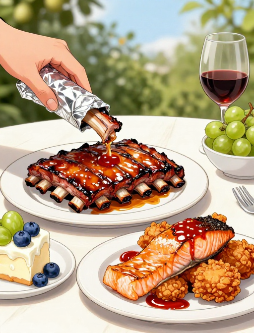 精致美食手绘：户外餐桌的美味盛宴