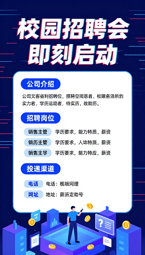 科技感校园招聘会动态海报设计
