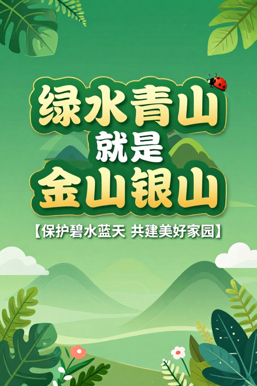 绿色生态公益海报：绿水青山守护家园