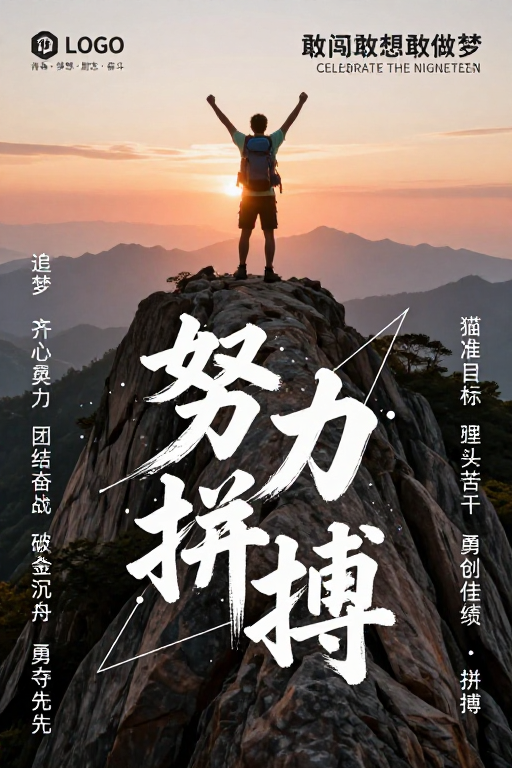 勇攀高峰 拼搏不止·青春奋斗海报