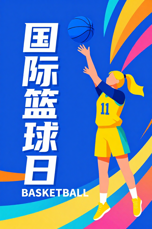 国际篮球日:高饱和撞色活力海报