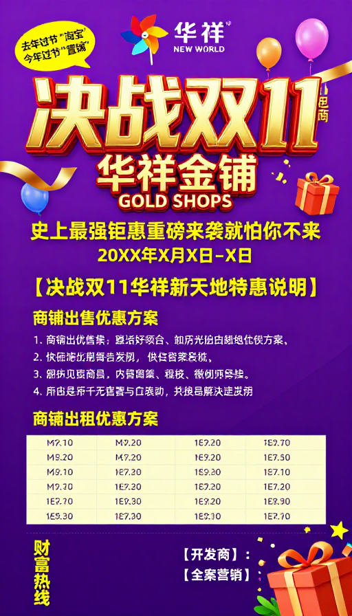 华祥双11钜惠海报:决战新天地