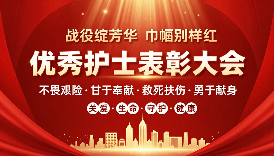 红色庆典表彰护士风采 庄重热烈海报设计