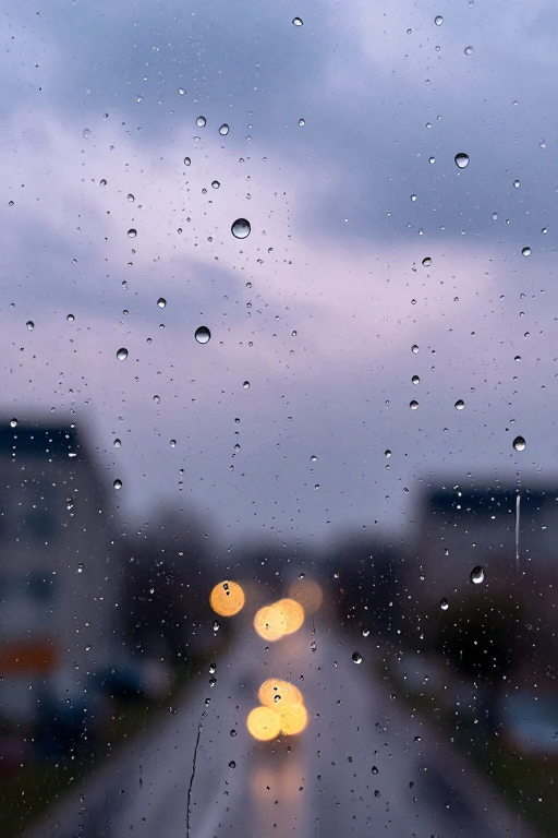 暮色雨窗：冷暖交织的都市光影