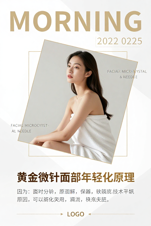 极简美肤黄金微针年轻化海报