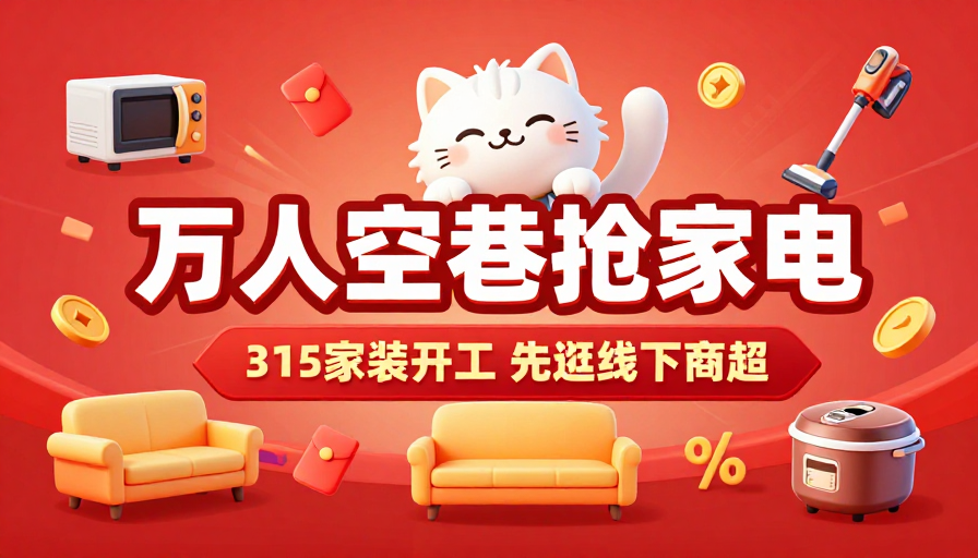 红色喜庆家电促销海报:狂欢购节