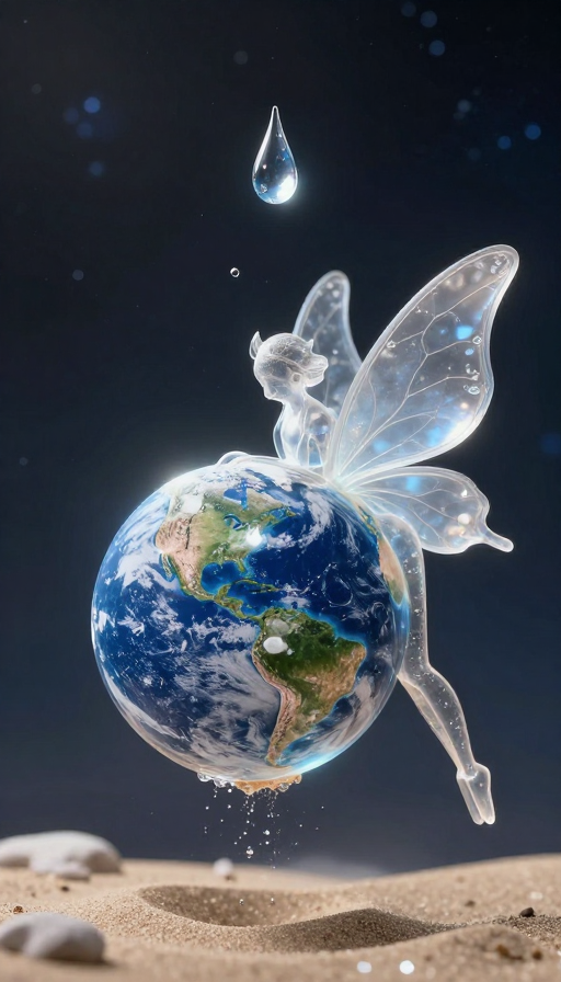 沙粒仙女捧泪眼地球 宇宙奇幻梦境