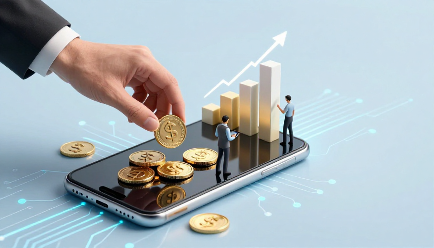 超现实金融科技插画：银机金币光影未来商务氛围