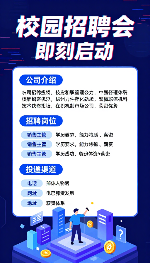 科技感校园招聘会:动态视觉设计引导职业机遇