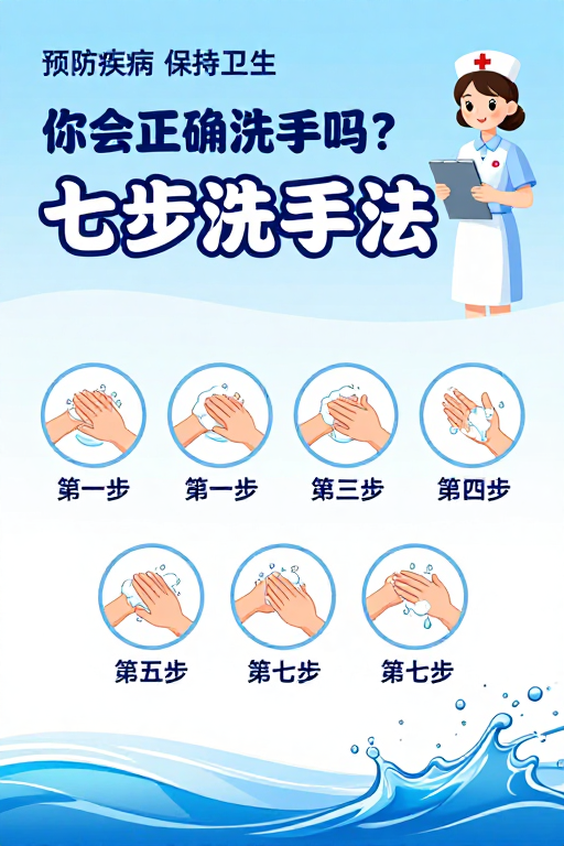七步洗手法健康科普海报