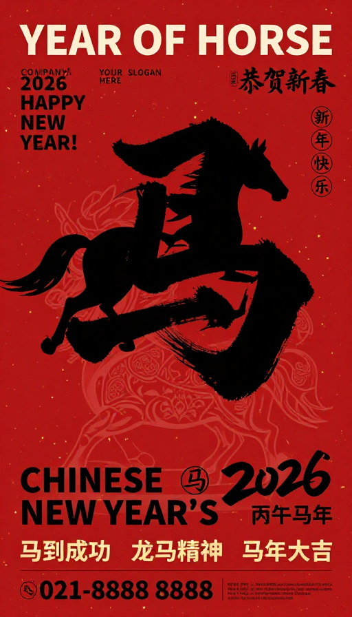 2026马年新春艺术字设计海报