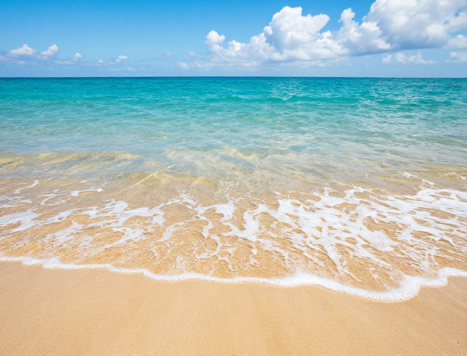 碧蓝浅滩与金黄沙滩的极致海景