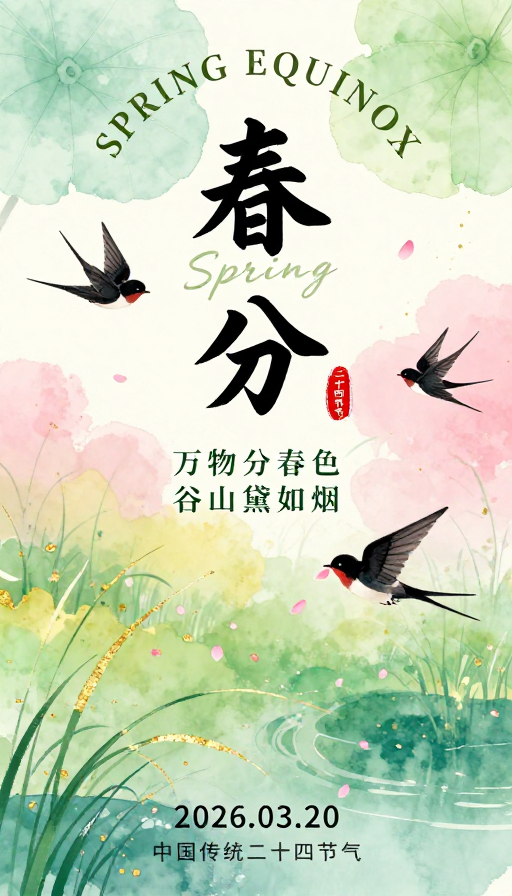 水墨春分·二十四节气艺术插画