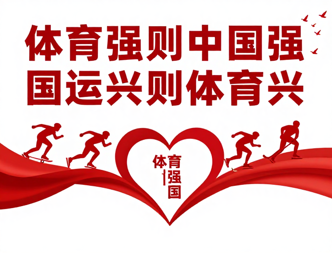 红色动感海报:体育强国与国运兴