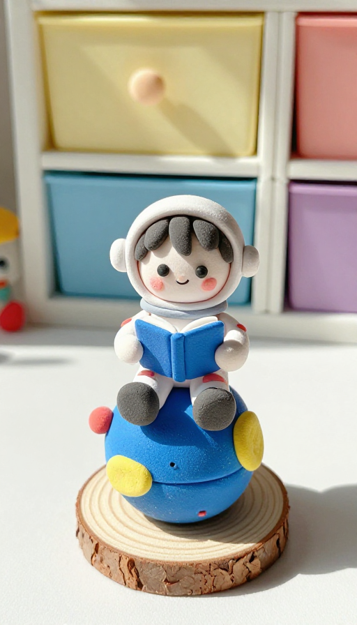 宇航少年星上读书：超轻粘土治愈作品