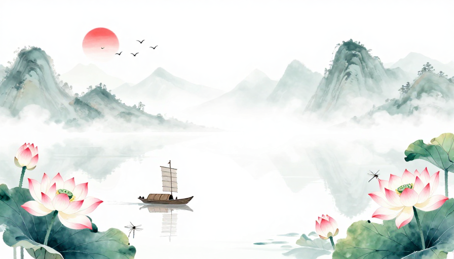 水墨山河·东方意境:淡雅山水背景图