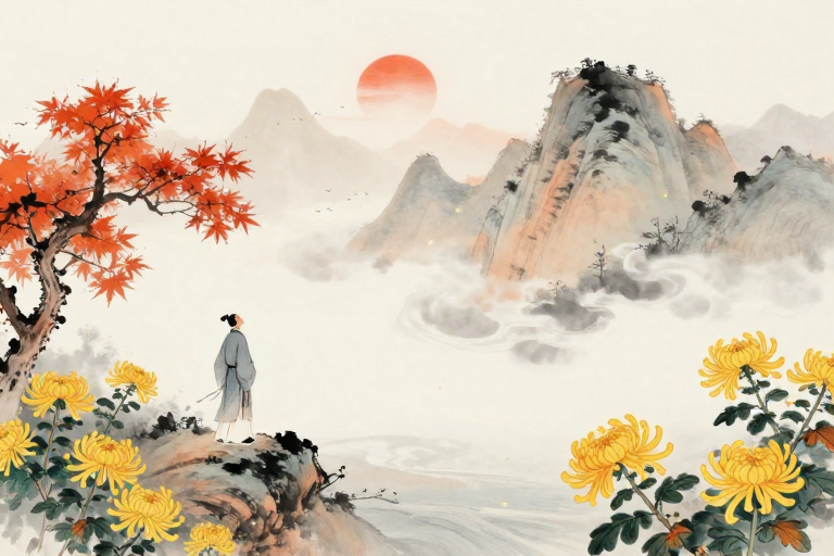 秋韵山水:文人墨客的淡彩意境