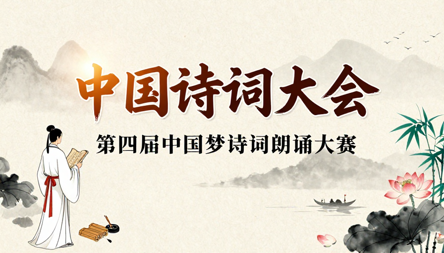 中国风古诗词朗诵大会水墨意境海报
