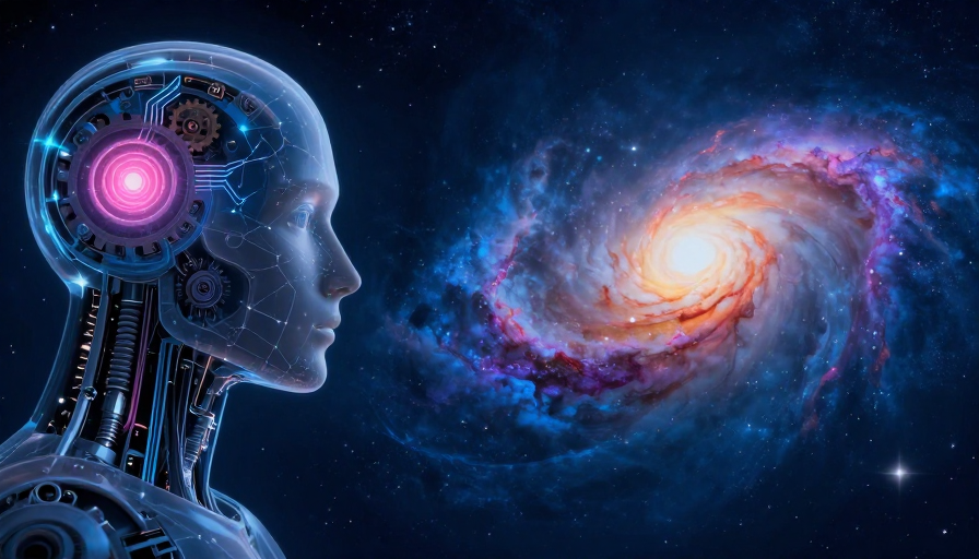 机械与宇宙的诗意交融：未来星空背景
