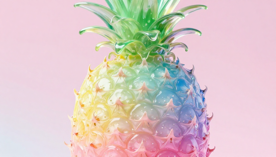 梦幻渐变光耀菠萝浮雕艺术