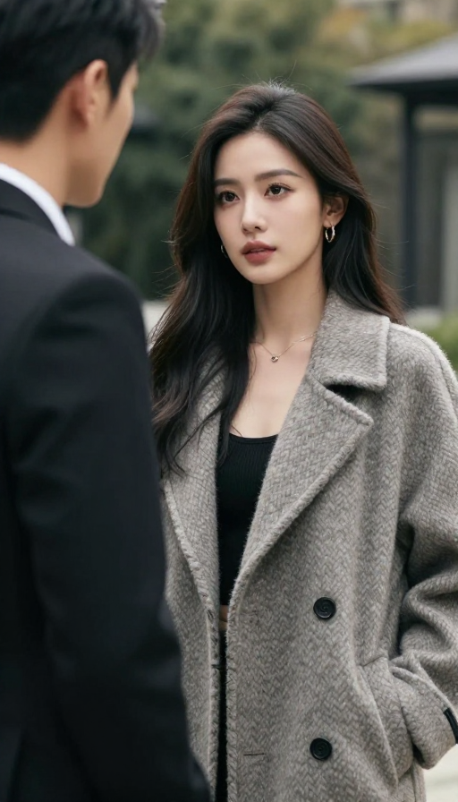 现代情侣庭院对话：妩媚美女与绅士风采