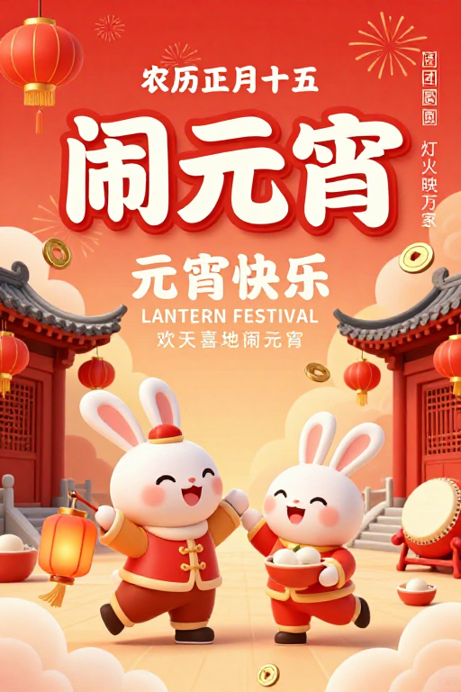 喜庆元宵佳节海报:传统与现代交融插画设计
