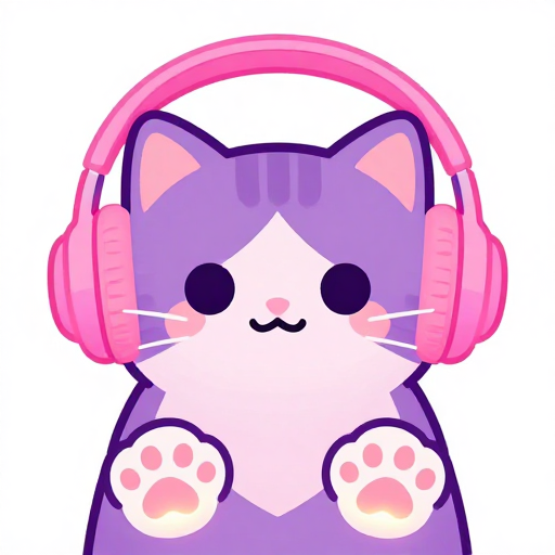 霓虹粉发光的猫脸头像，萌趣可爱设计