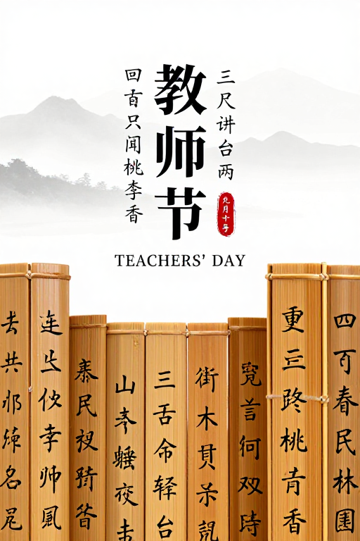 清雅竹简中国风教师节海报设计