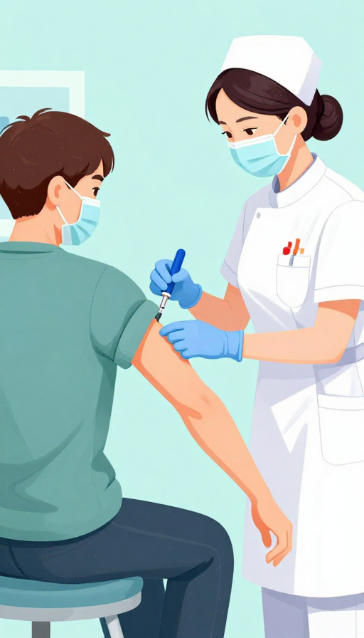 温馨医疗插画:护士为病患注射