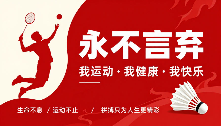 永不言弃：红色运动海报彰显活力与拼搏精神