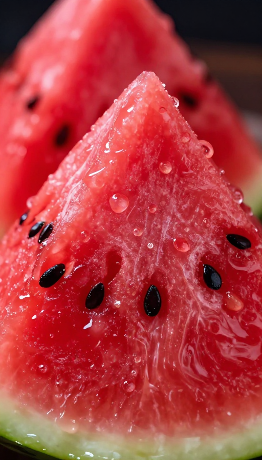 玫红透明西瓜特写：微距艺术光影与细节