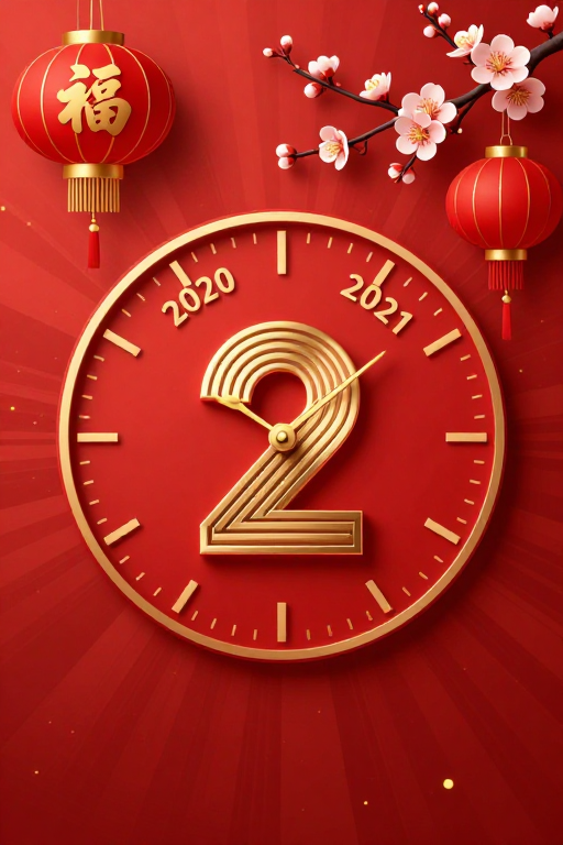2020至2021新年喜庆倒计时中国风背景图