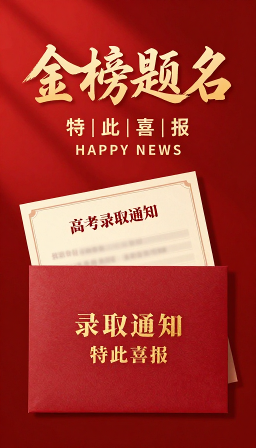 金榜题名喜报海报：红色喜庆传递高考荣耀