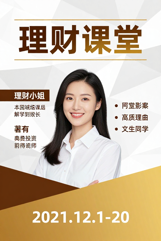 简约现代金融教育海报：理财课堂
