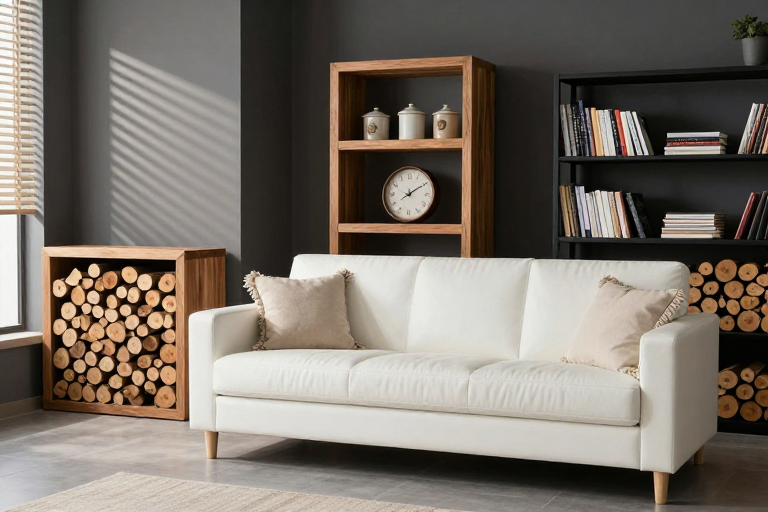 现代原木风客厅:温馨舒适家居摄影