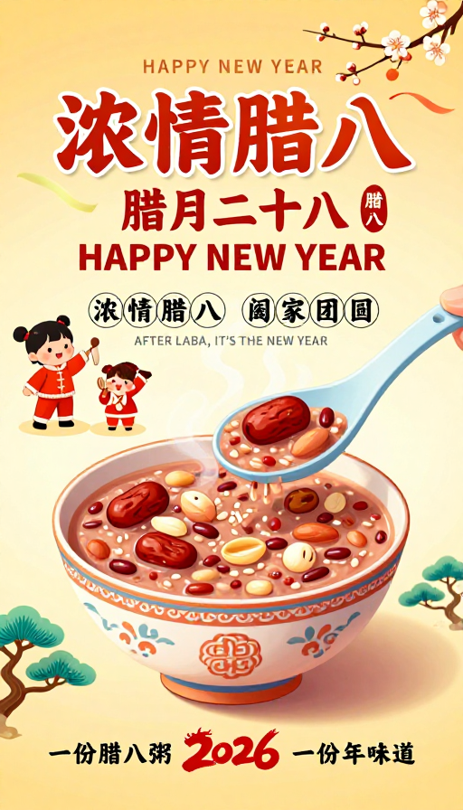 浓情腊八暖黄底色烘托团圆喜悦